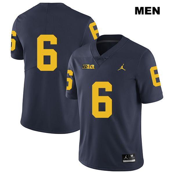 Men's NCAA Michigan Wolverines Cornelius Johnson #6 No Name Navy Jordan Brand Authentic Stitched Legend Football College Jersey ZV25Z60YG